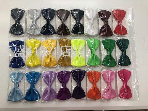 In Stock Wholesale Bow Tie Men‘s Wedding Dress Satin Casual Monochrome Double Layer Bow Tie and Tie Shirt Bow