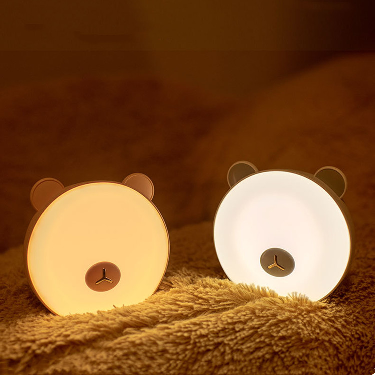 可爱小熊夜灯创意床头起夜喂奶小夜灯USB充电暖光触模灯