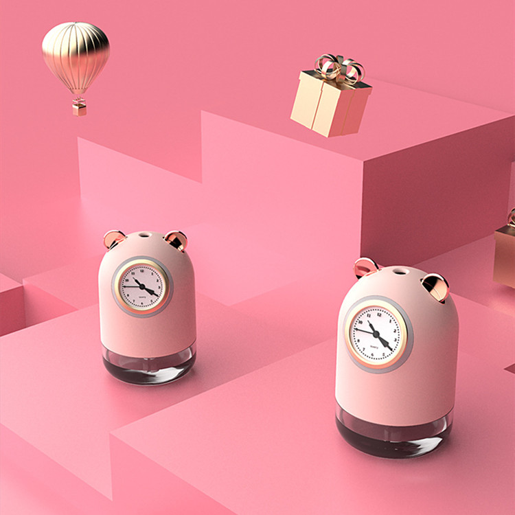 中夫新款跨境萌宠时钟加湿器迷你家用小型补水仪车载空气净化器
