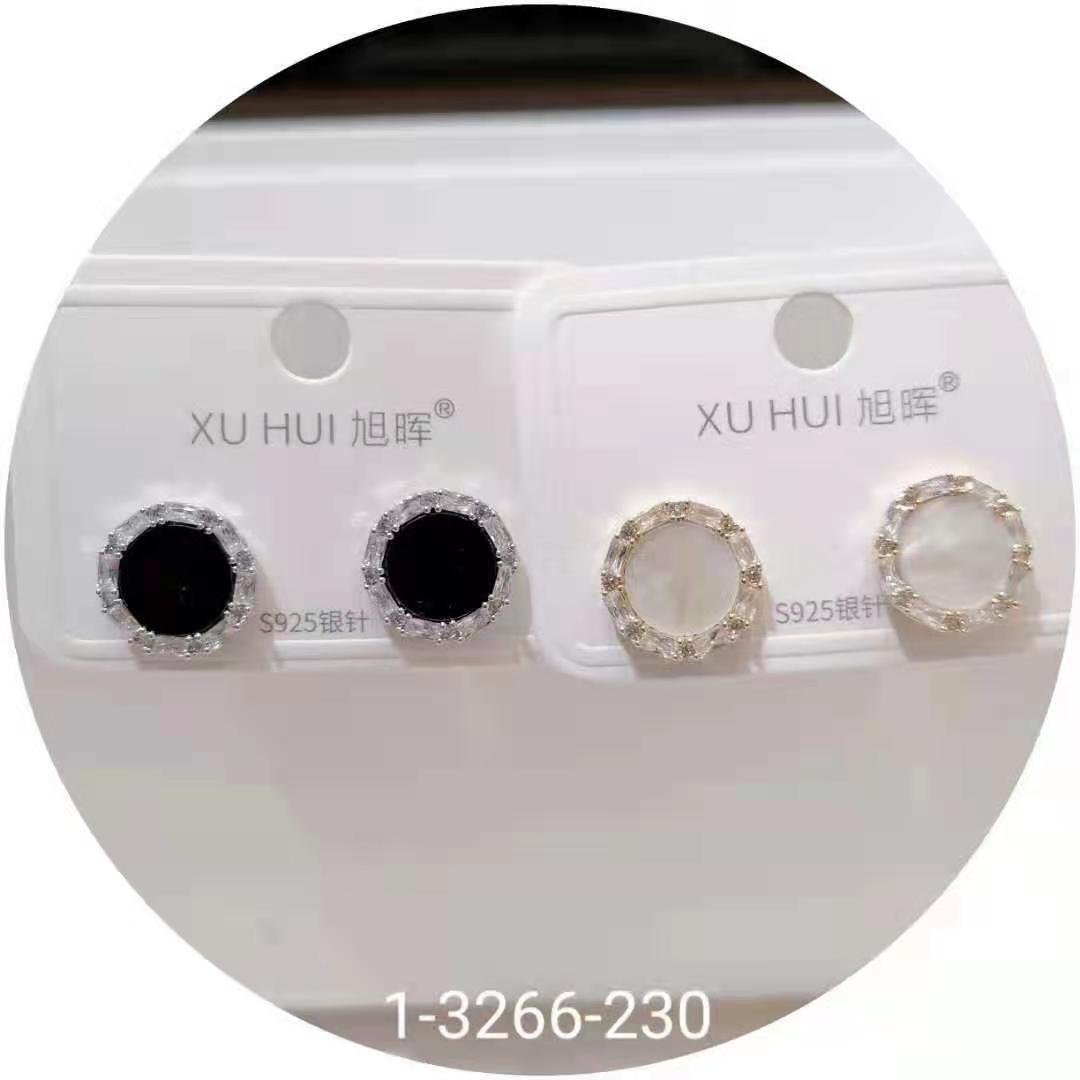 S925银针 铜镀真金镶嵌闪亮锆石 个性耳钉耳饰