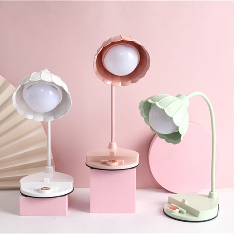 花朵led护眼灯充电触控调光台灯学生宿舍折叠写字阅读小夜灯