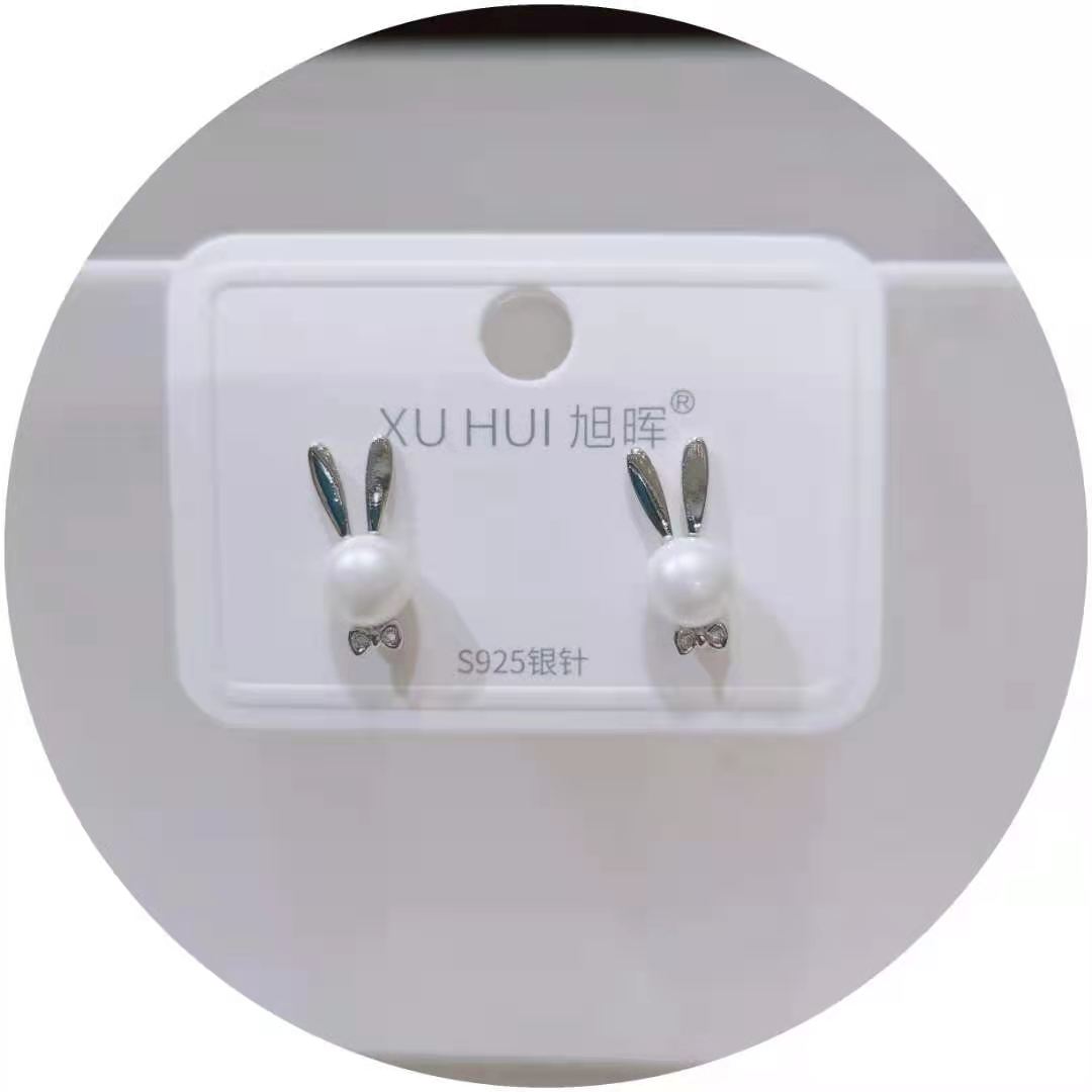 S925银针 铜镀真金镶嵌闪亮锆石 个性耳钉耳饰