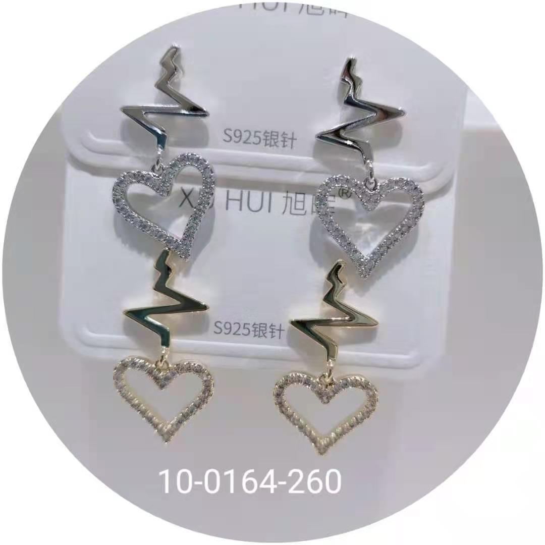 S925银针 铜镀真金镶嵌闪亮锆石 个性耳钉耳饰