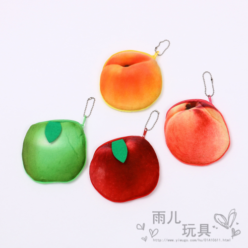ins fruit peach apple headset coin bag student plush small bag key storage coin purse pendant