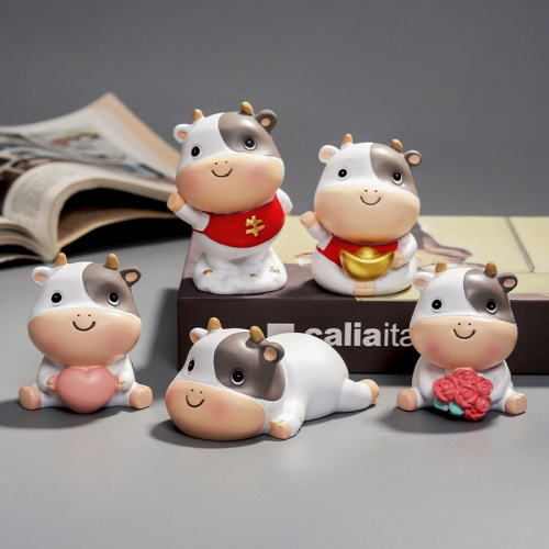 cute cartoon new cute cow resin decoration home office desktop car decoration craft gift decoration