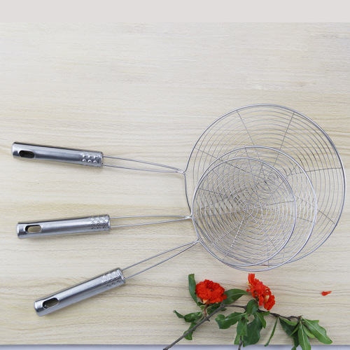 factory direct stainless steel kitchenware colander hotel supplies stall wholesale kitchen household hollow handle fried thread leakage
