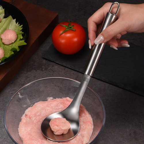 stainless steel meatball spoon kitchen meatballs maker non-magnetic hand squeeze fish balls shrimp smooth balls customized logo