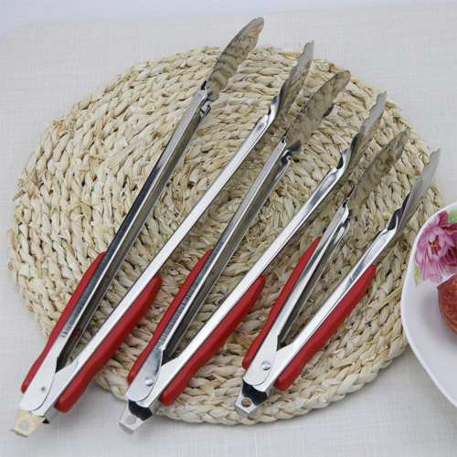 stainless steel food clip hotel kitchen magenta handle thickened multi-function buffet barbecue steak clip food clip