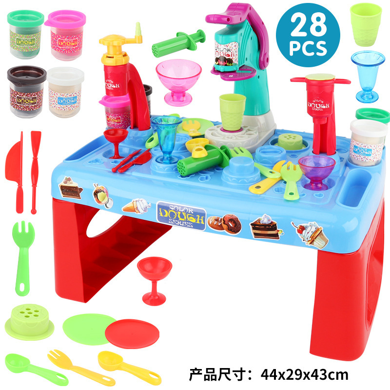 儿童橡皮泥DIY粘土冰淇淋糖果立体彩泥台套装过家家模具玩具
