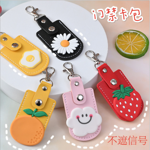 new cute cartoon mini community access control card cover creative portable elevator bus induction protective case keychain