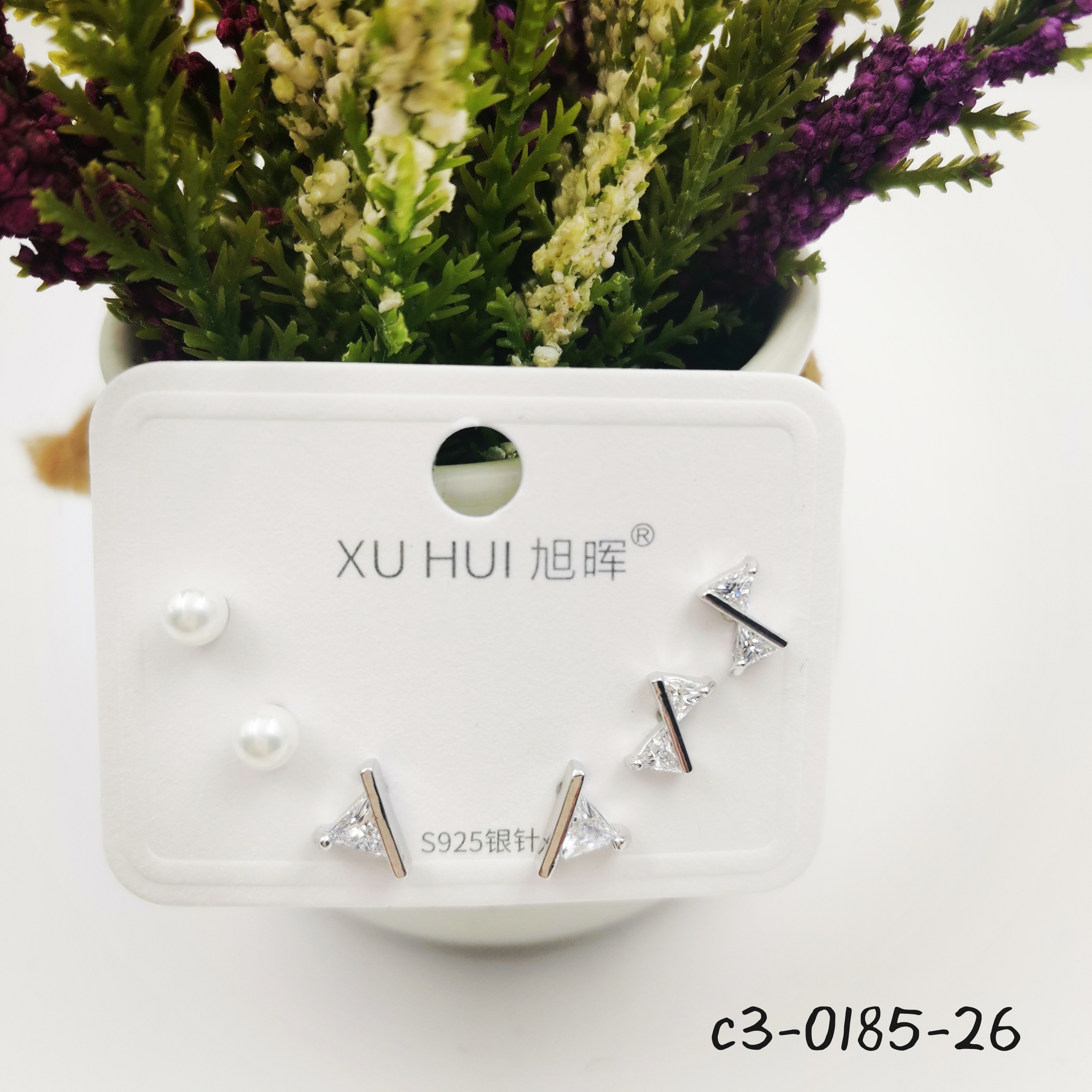 6只一卡 S925银针 铜镀真金 闪亮锆石 多对组合耳钉 女 耳饰