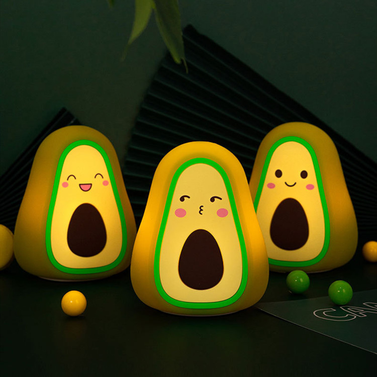 新款牛油果硅胶小夜灯创意牛油果三色拍拍LED护眼灯USB触摸床头灯