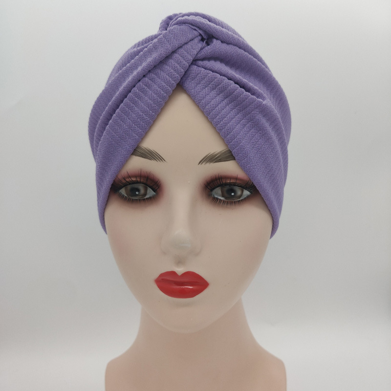 外贸乱麻布压皱扭扭帽穆斯林套头帽包头帽