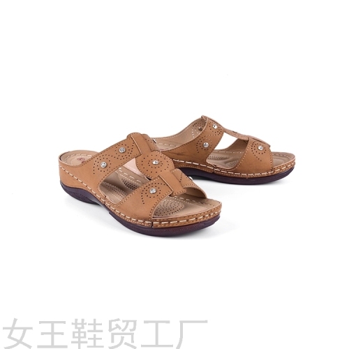 Foreign Trade Factory Fashion Sandals Soft Bottom Wear-Resistant Handmade Sandals 2021 Summer New Women‘s Shoes Slipper