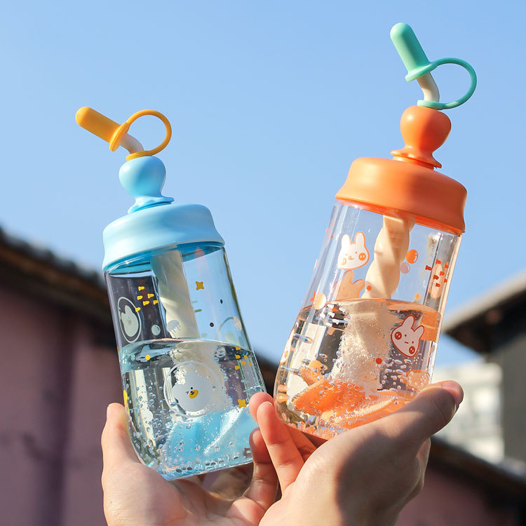 厂家直销创意萌趣搅拌吸管塑料杯学生大容量可爱清新水杯礼品杯子