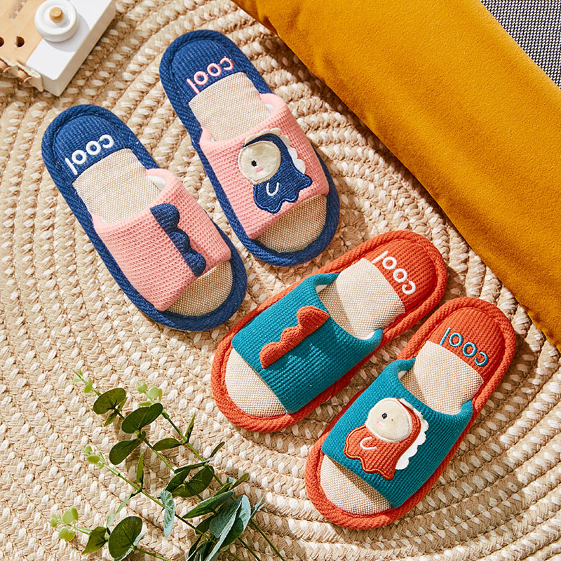 春秋季儿童拖鞋男童室内家用软底亚麻拖中大童小孩家居鞋男童女童