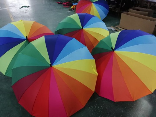 70cm 16 open automatic fiber bone rainbow umbrella sunny umbrella custom logo advertising gift umbrella in stock wholesale