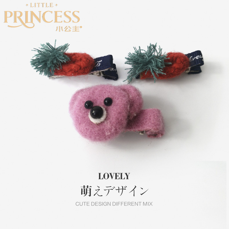 小小公主饰品新款女童发夹时尚毛尼鸭嘴夹发卡可爱小女孩发饰头饰