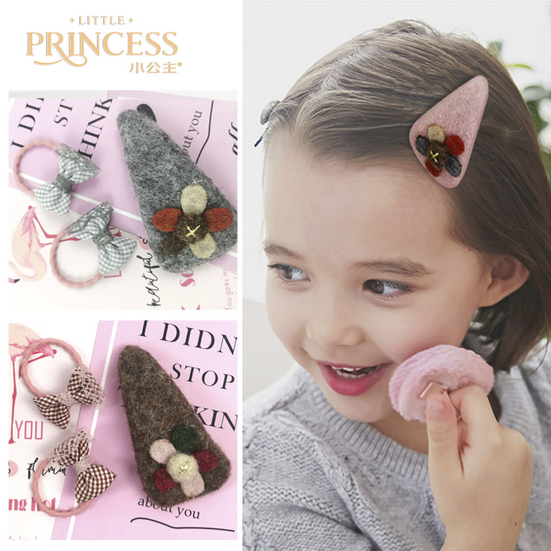 新款小小公主儿童发夹发圈发绳套装时尚毛尼BB夹气质皮筋韩板发饰