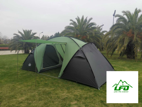 camping camping outdoor a two-bedroom tent multi-person tent with two bedrooms and one living room， outdoor camping.