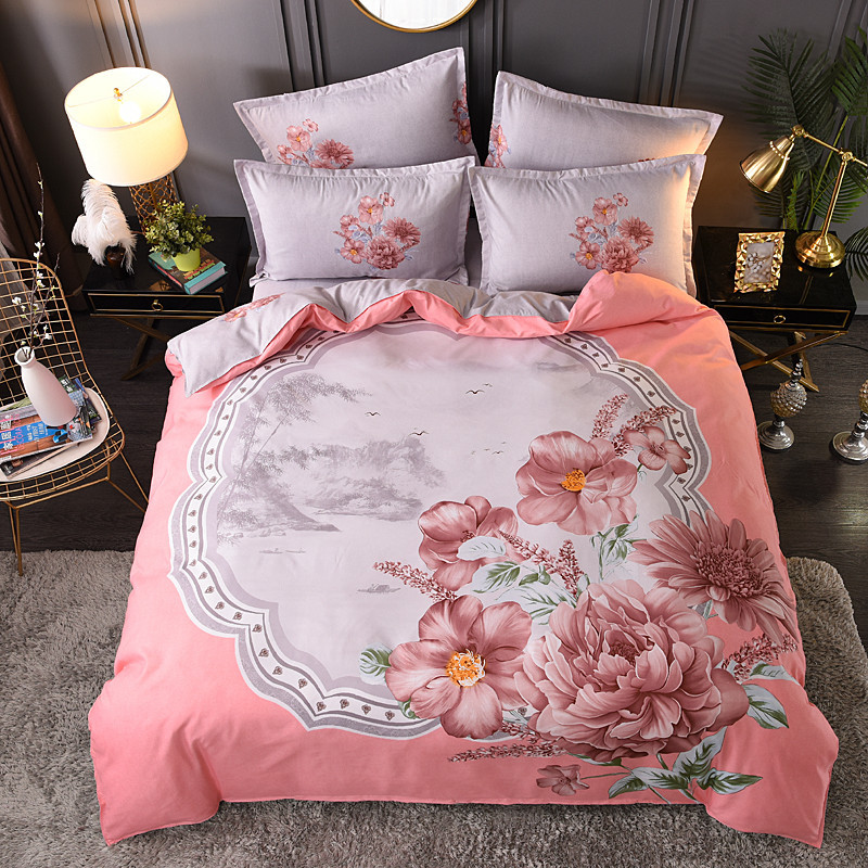 加厚磨毛大版花磨毛棉微商印花涤棉四件套床单四件套厂家直销批发