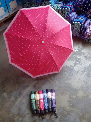 56cm three fold hand open touch cloth flower umbrella sunny rain dual-use sun protection rain-proof special for supermarket foreign trade umbrella with many colors