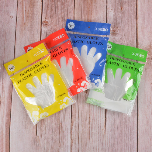 100 disposable gloves food grade dining barbecue lobster transparent plastic film gloves color packaging