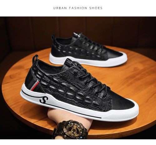 2021 New Spring and Summer Low Top Fashion Shoes Crocodile Pattern Casual Board Shoes Men‘s European Station Popular Shoes All-Match Sports