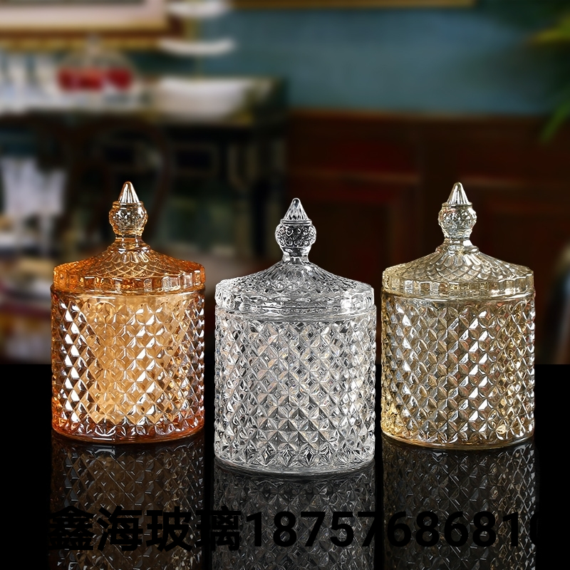 玻璃收纳盒无铅玻璃糖缸蒙古包小糖罐前力玻璃糖果盅饰品收纳罐