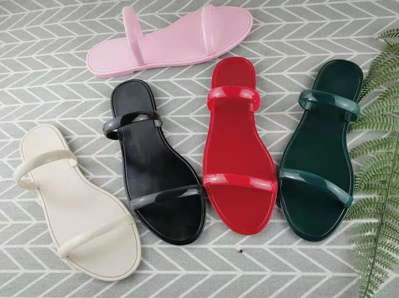 外贸水晶凉拖鞋热销一字拖凉鞋爆款女拖双带夏季