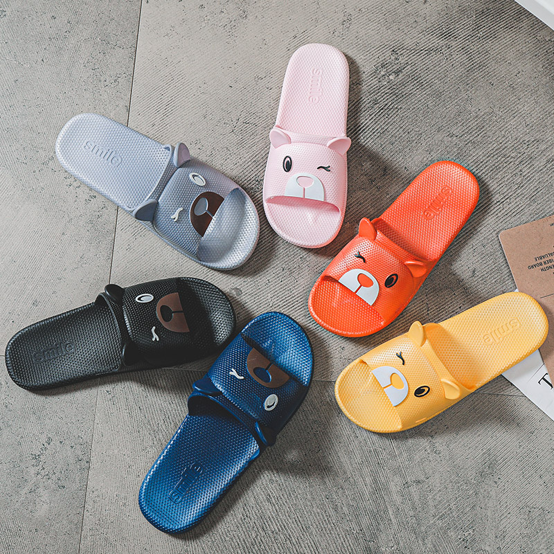 2021萌熊拖鞋夏季室内卡通可爱男女一字拖浴室洗澡防滑男女凉拖鞋