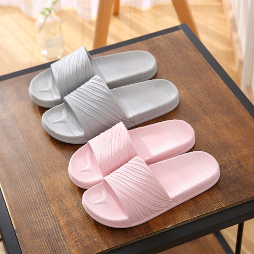 Slippers Women‘s Summer Home Bathroom Slippers Simple Striped Indoor and Outdoor Hotel Indoor Bath Home Student Sandals 