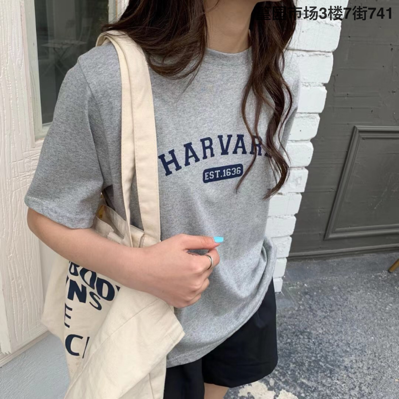 2021早春夏新款日系字母印花宽松显瘦简约圆领短袖T恤上衣女潮