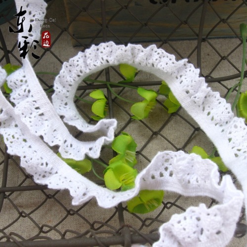 Dongcai Spot Sale Hot Sale Socks Decoration about 1.5cm Half Bleached/Bleached Cotton Thread Elastic Lace Accessories