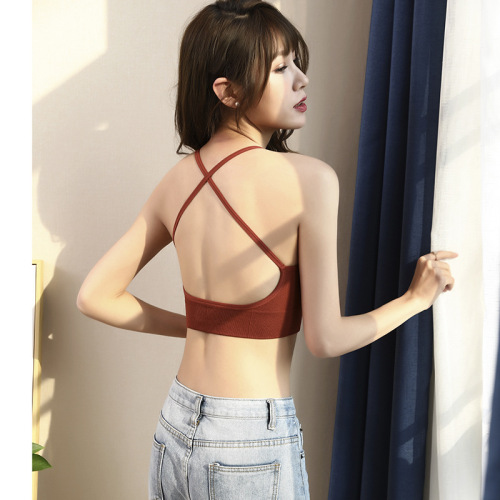 Kaka Same Style 2.0 Spaghetti Straps Exercise Vest Girl Tube Top Underwear High Waist Backless Thread Beautiful Back Wrapped Chest