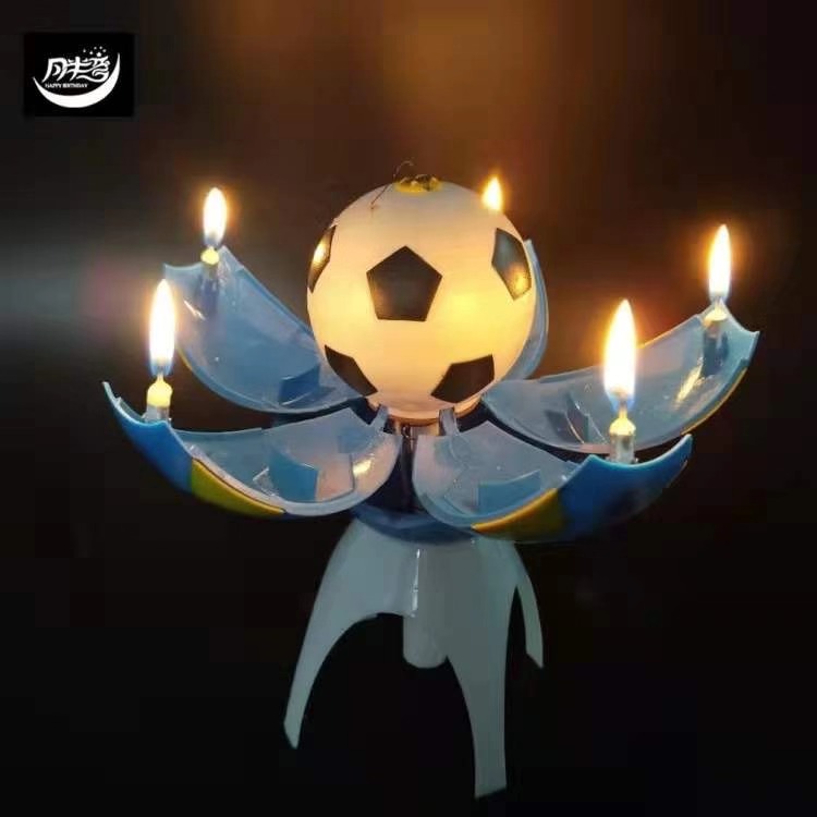 节日派对带音乐生日用品惊喜创意足球音乐蜡烛奖杯派对庆祝造型蜡