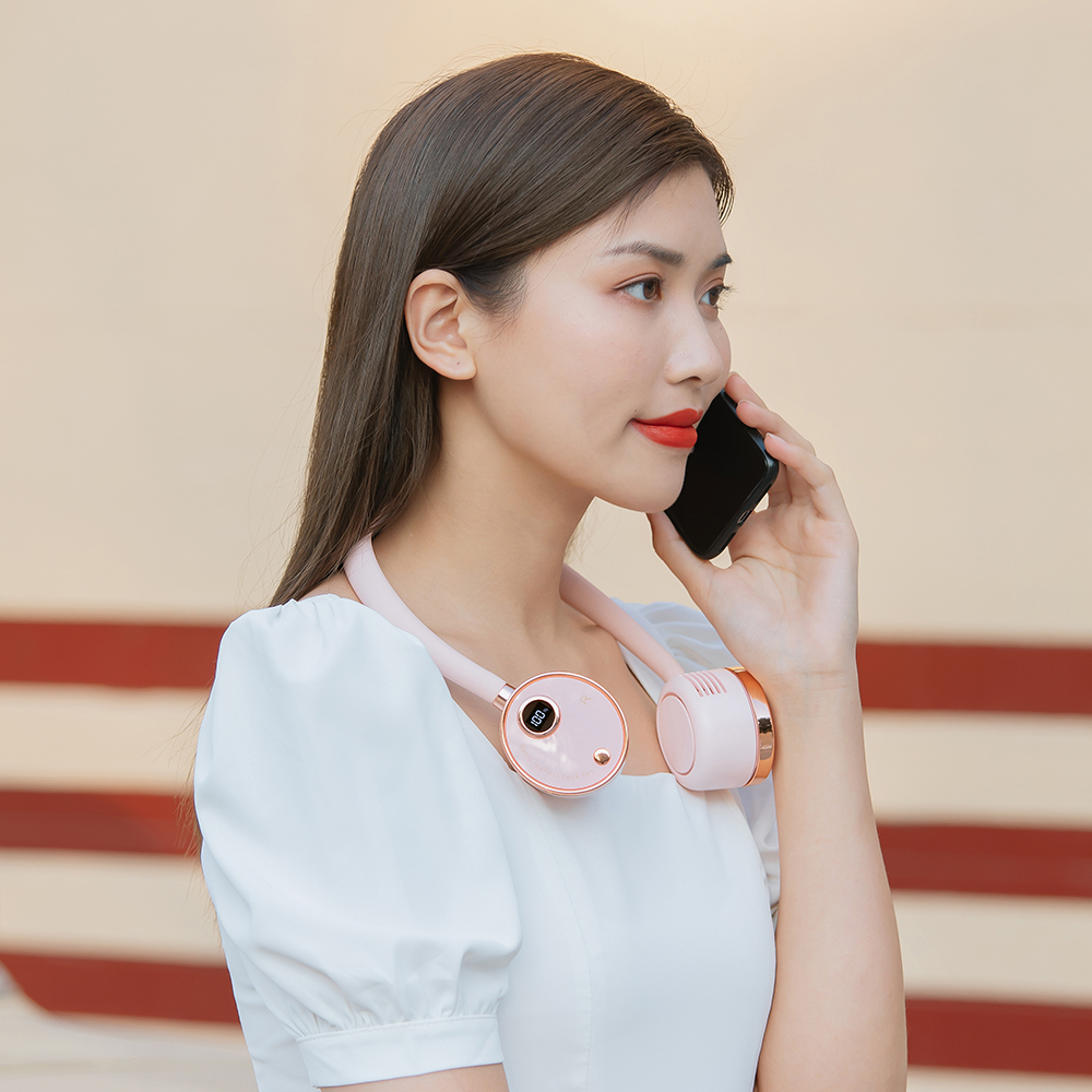 新品G2数显挂脖风扇 USB迷你便携电扇 大容量可充电挂颈懒人扇