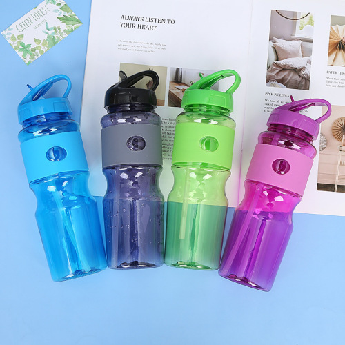 2024 new large capacity plastic space cup outdoor portable sports kettle with handle simple straw water cup