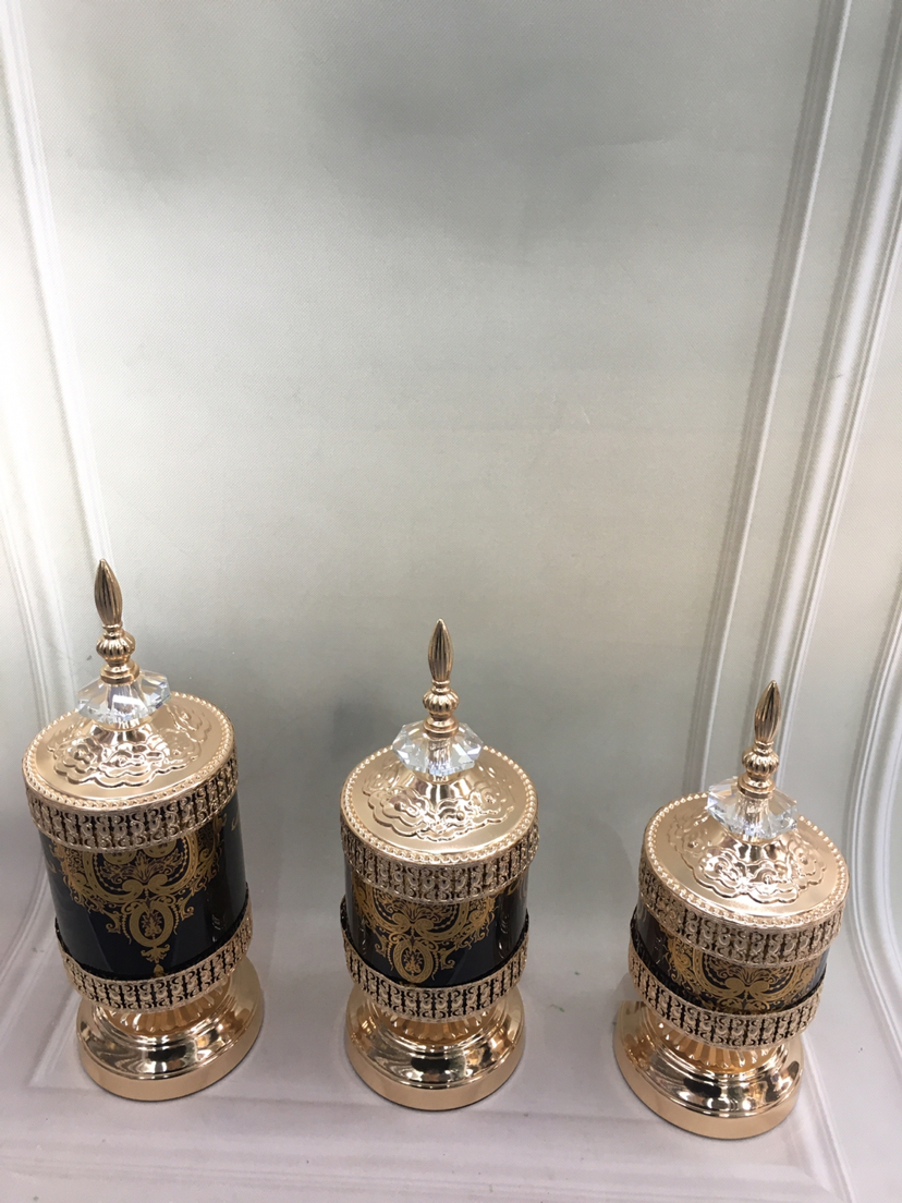 玻璃糖罐带盖欧式储物罐水晶糖果罐罐子装饰品摆件首饰收纳盘