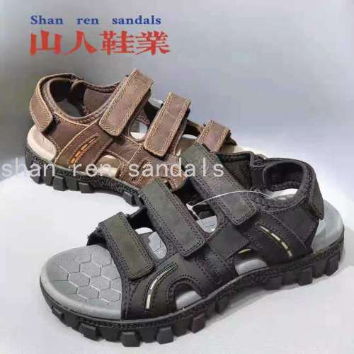 summer genuine leather sandals men‘s fashionable breathable casual platform beach shoes outdoor antiskid shoe