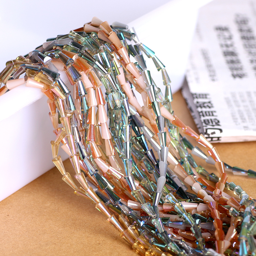 特价批发电镀彩色水晶珠子宝塔珠 diy饰品配件散珠手工串珠现货