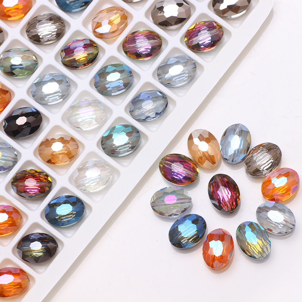 9X12MM中孔压型牛眼水晶珠 电镀色 DIY珠帘服饰饰品配件散珠材料