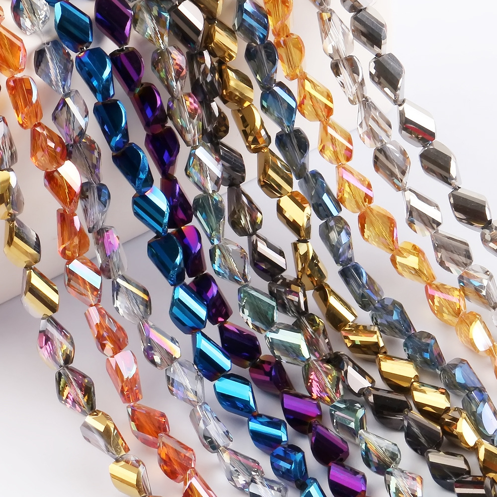 新款diy饰品配件散珠 长扭面珠4/6/8MM电镀色手链发饰配件批发