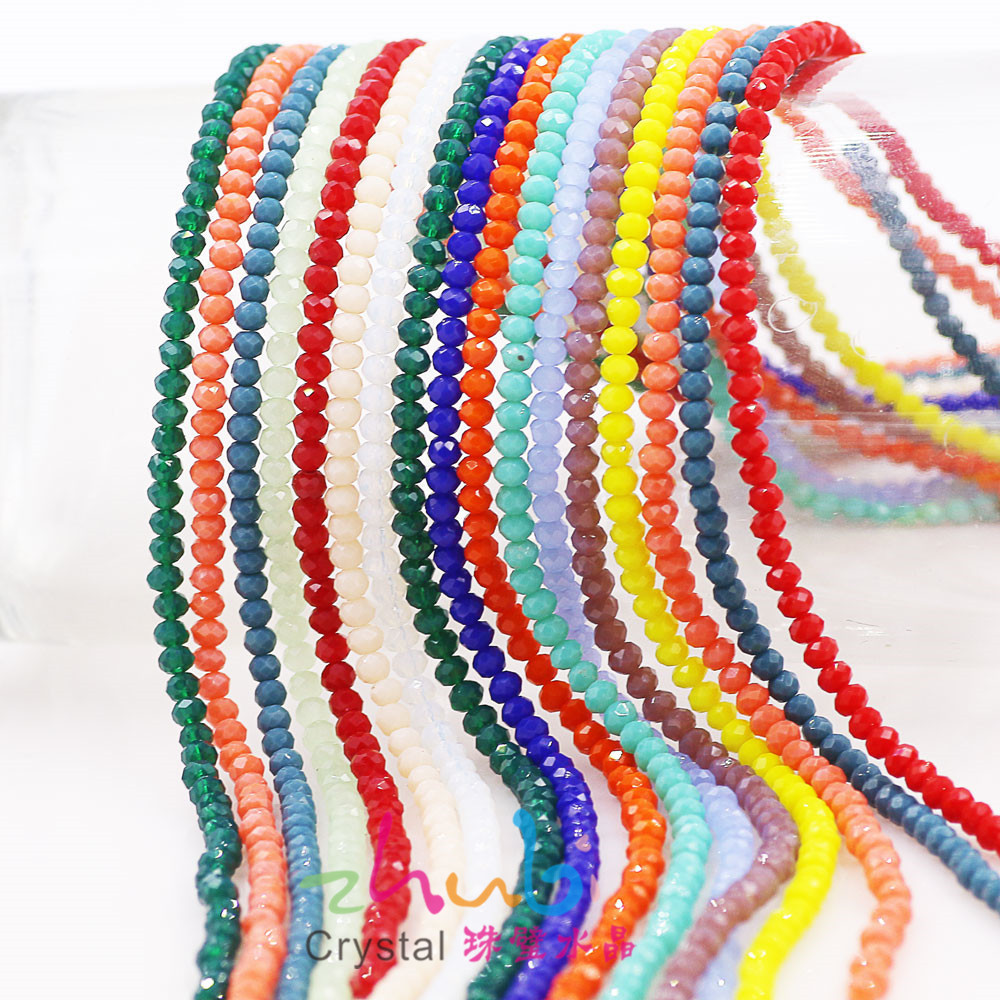 厂家批发玻璃水晶车轮珠批发 3*4扁珠瓷玉料  DIY发饰水晶散珠子