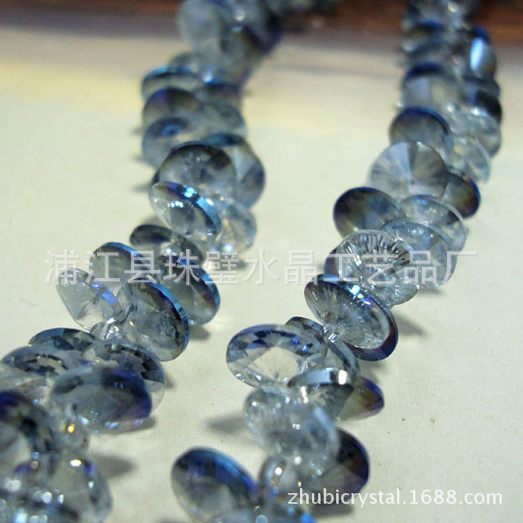 高档饰品配件批发 水晶单孔卫星钻8MM电镀半透明蓝 diy发饰配件