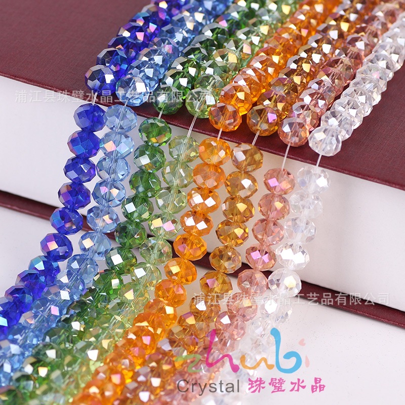 浦江工厂批发出口欧美环保 电镀AB彩水晶车轮珠 水晶串珠配件材料