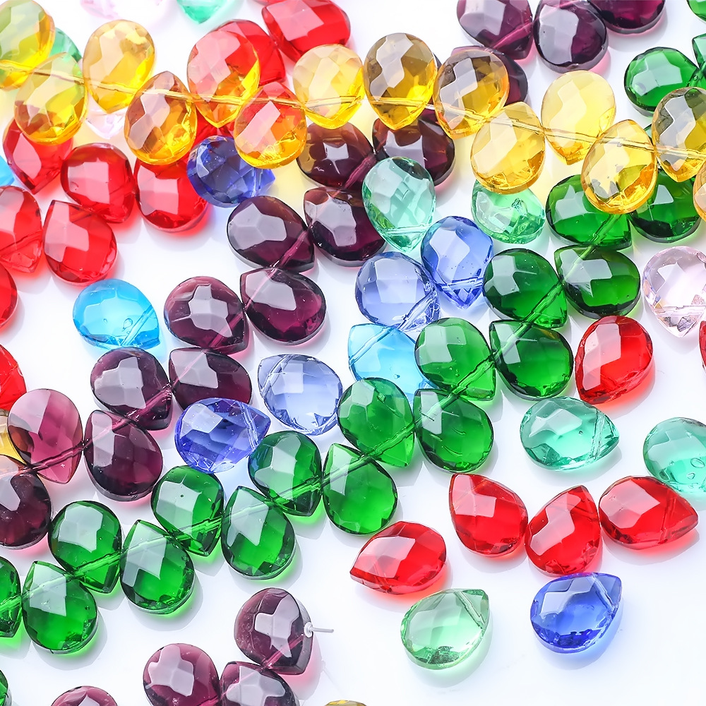 新款切面网格水滴水晶珠9/12MM 多色批发 DIY古风发饰耳坠散珠