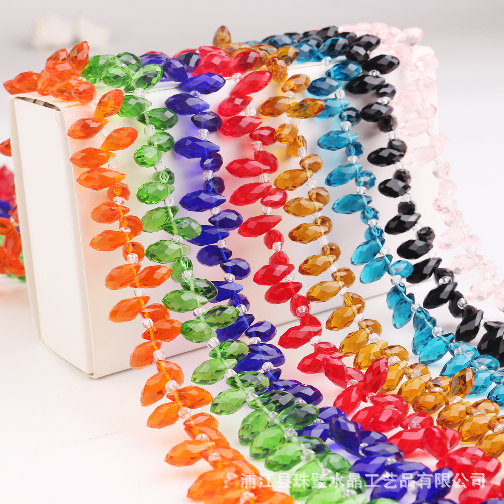 厂家直供 DIY饰品材料配件民族风水晶散珠5*8mm立体刻面横孔水滴