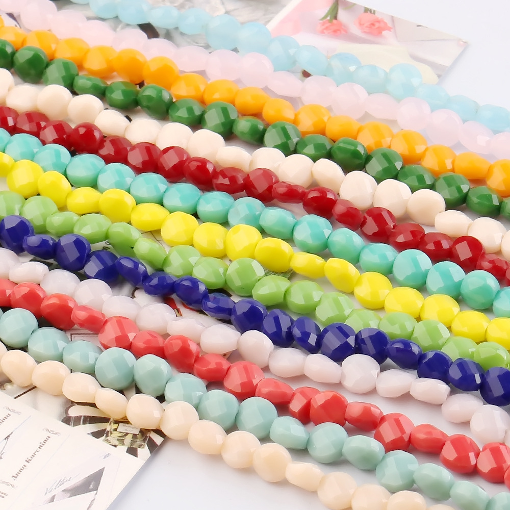 水晶玻璃瓦片珠 6MM瓷玉料珠子珠帘散珠diy手链饰品配件厂家批发