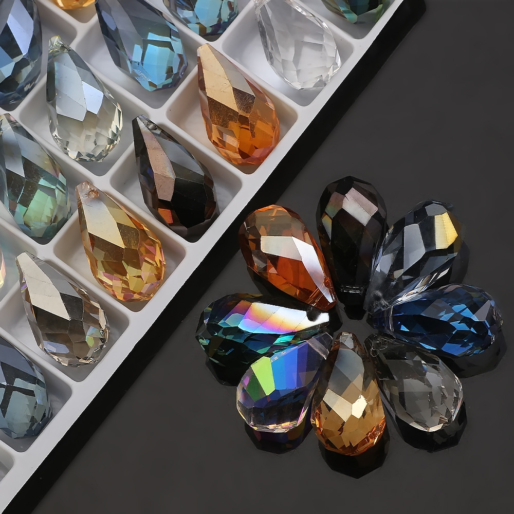2020新款水晶吊坠 12*22扭水滴幻彩AB电镀 耳环项链饰品配件批发